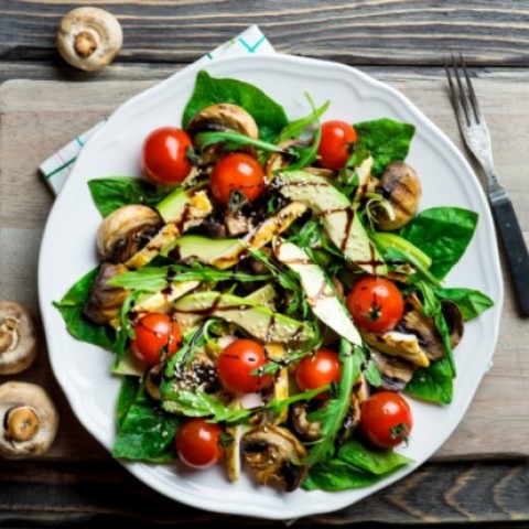 Grilled Chicken and Mushroom Salad with Honey Balsamic Dressing