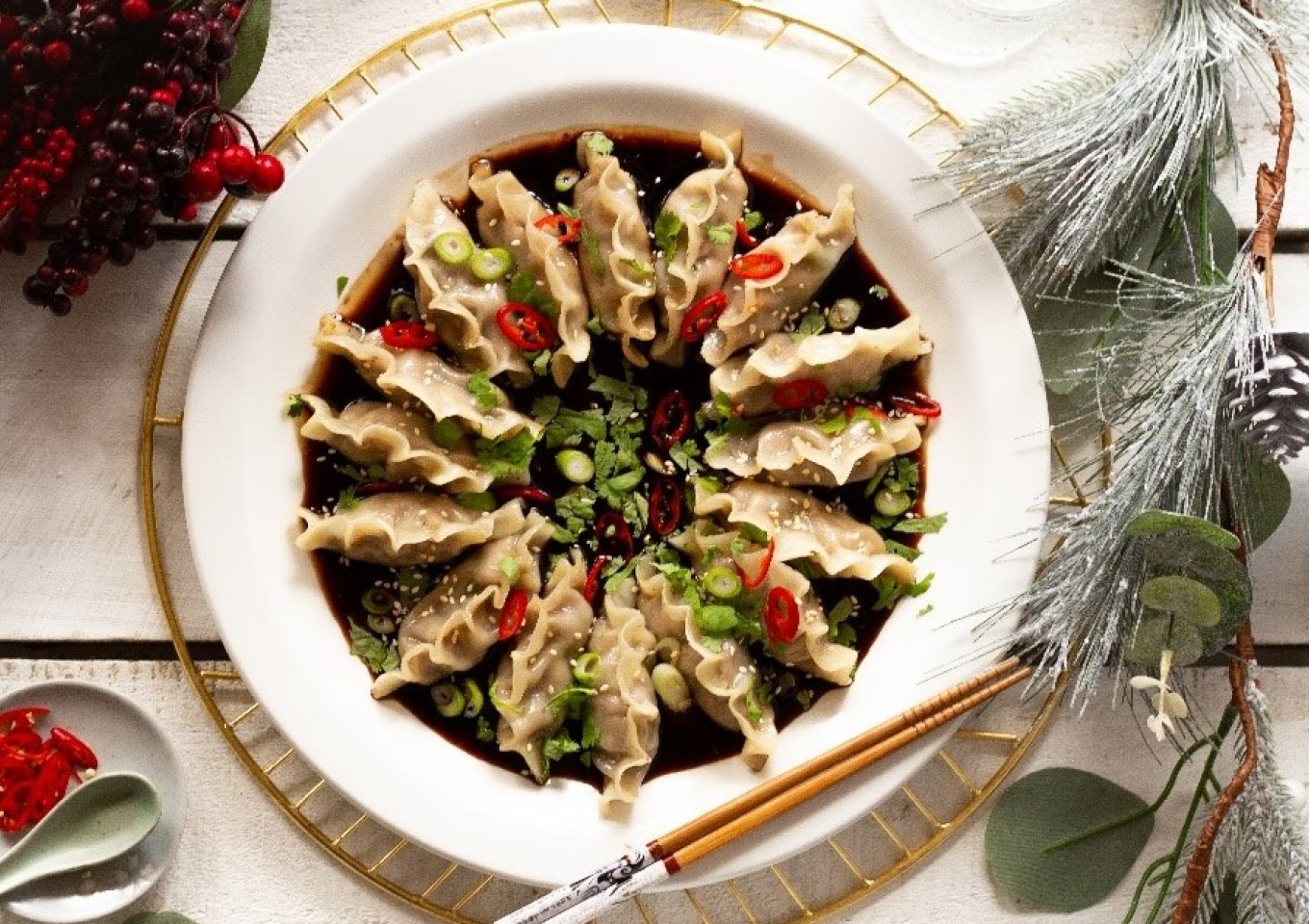 Pork & Mushroom Dumpling with Chilli Dipping Sauce