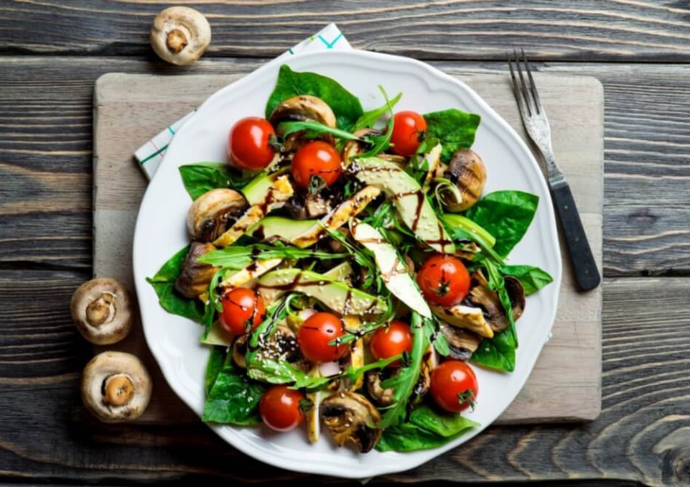 Grilled Chicken and Mushroom Salad with Honey Balsamic Dressing