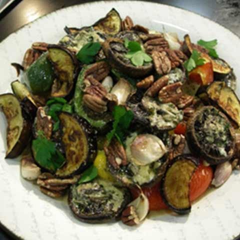Roasted Vegetables with Portabello,  Pecans & Blue Cheese