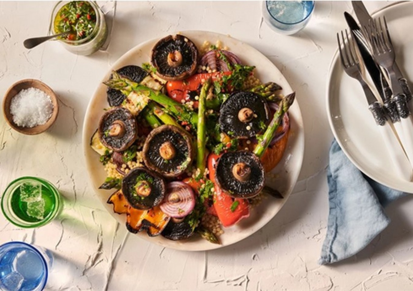 Warm Summer Grilled Vege Salad with Chimichurri Dressing