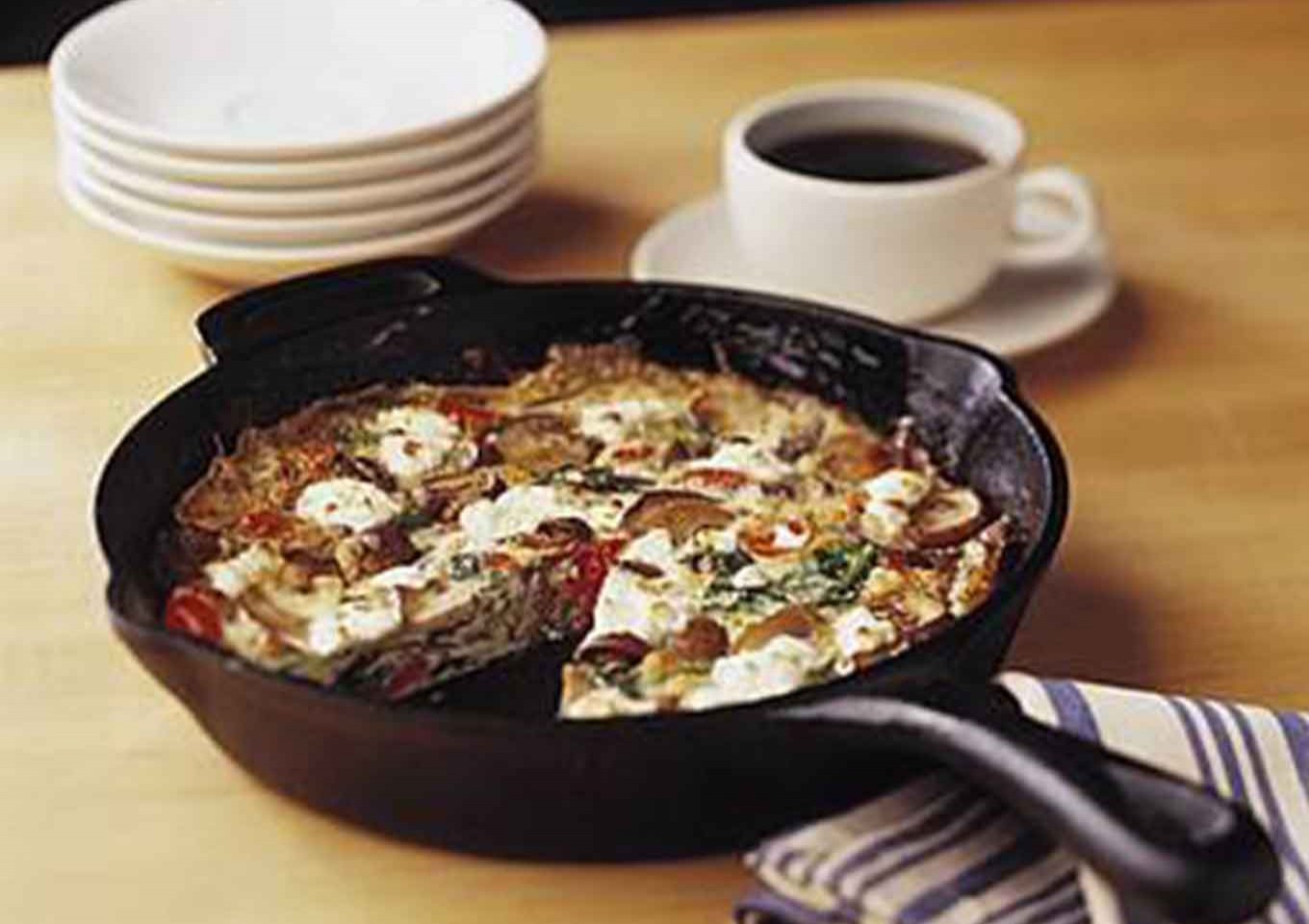 Mushroom, Spinach and Tomato Egg White Frittata with Goats Cheese