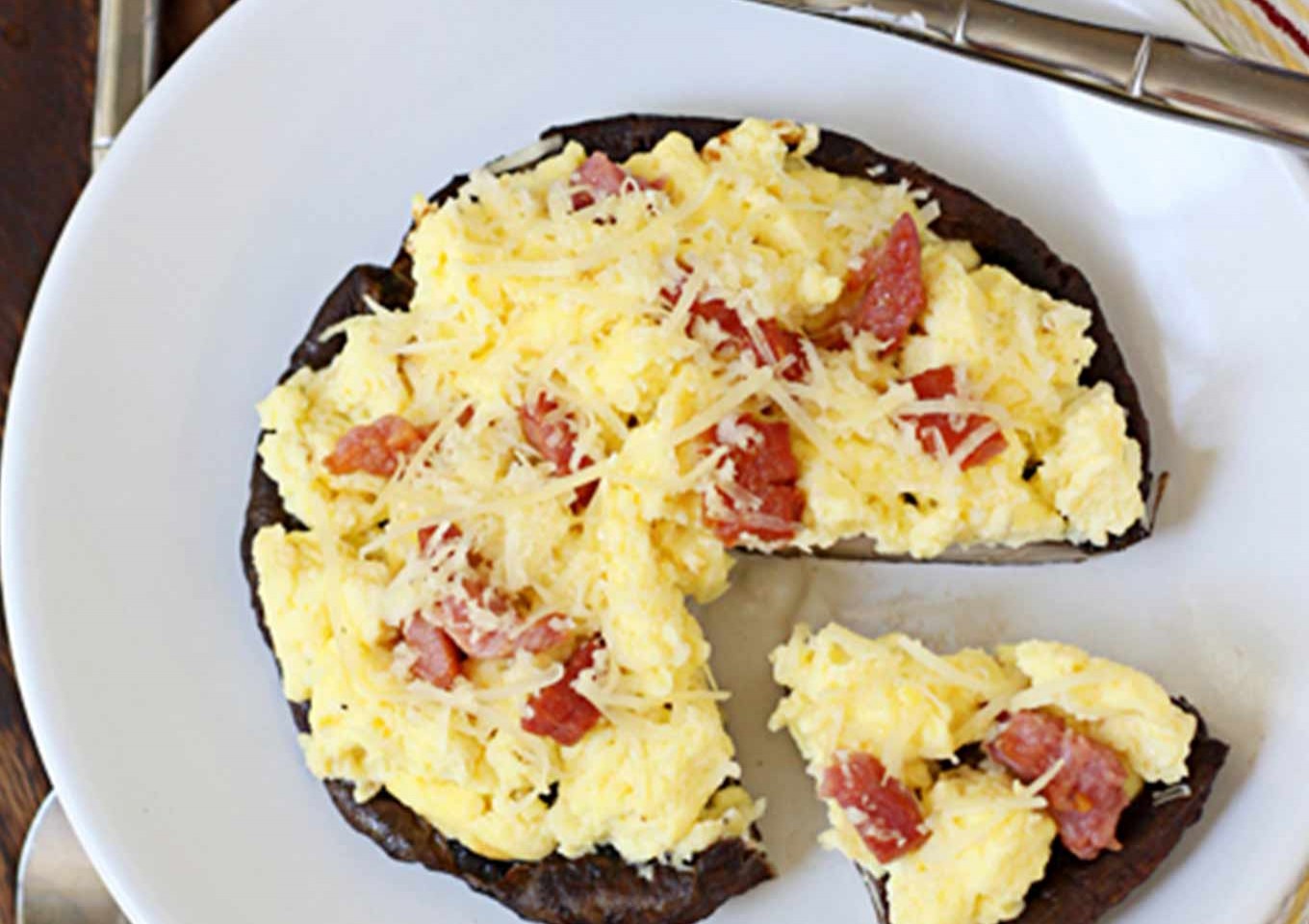 Scrambled Egg & Pancetta Stuffed Portabellos