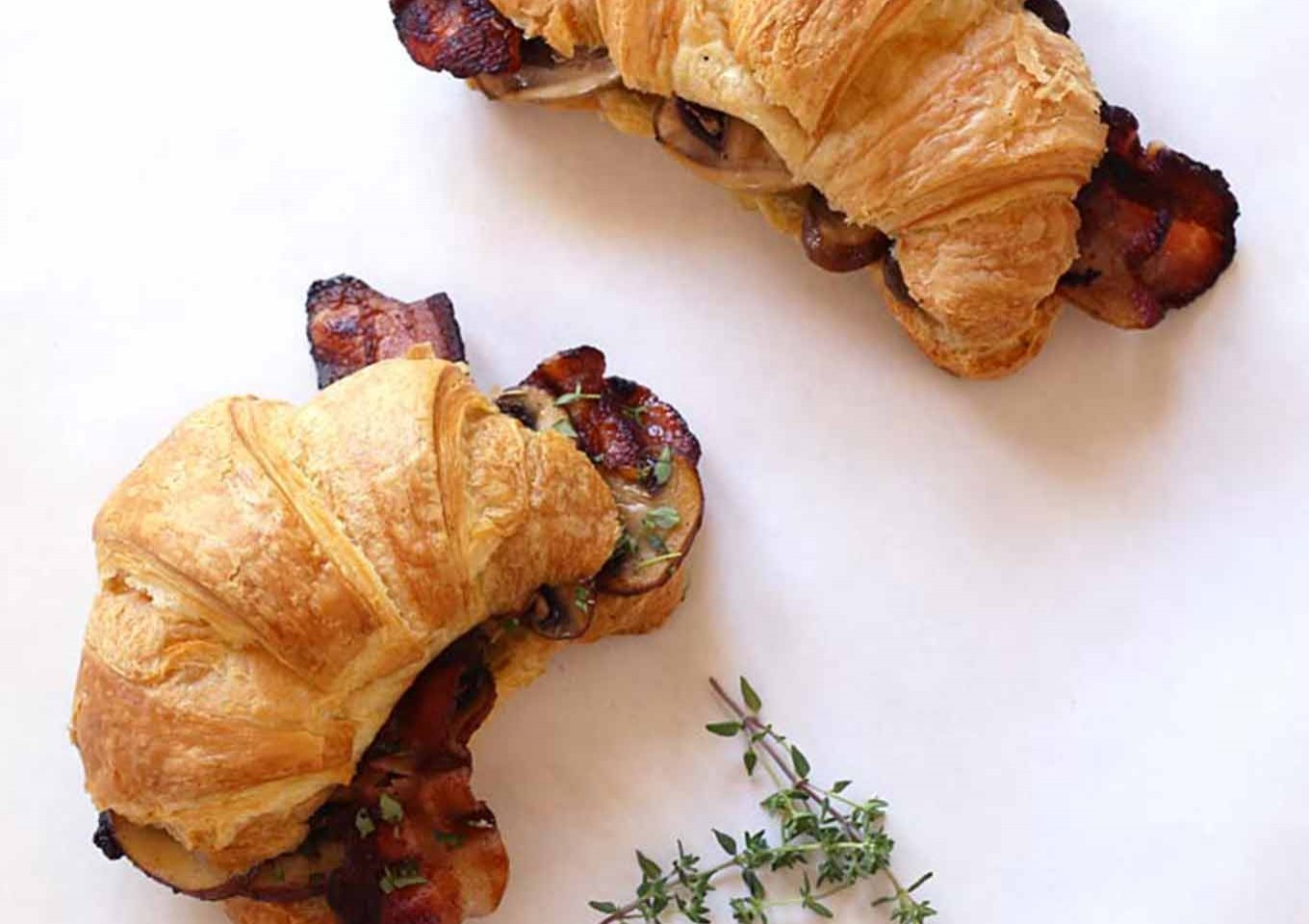 Best Ever Bacon, Mushroom and Tomato Brunch Croissants